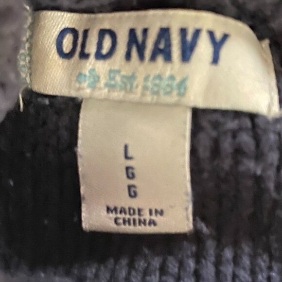 Old Navy Women's Sweater Large Long Sleeve Crew Neck Navy Cable Knit Cozy Casual - Picture 3 of 6